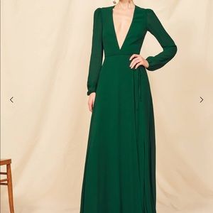 Reformation Long Wrap Dress - BLUE